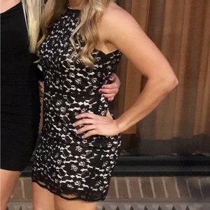 Charlotte Russe High Neck Black Patterned Dress